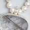 Rutile quartz pendant • Freshwater pearls, silver clasp Click for large image